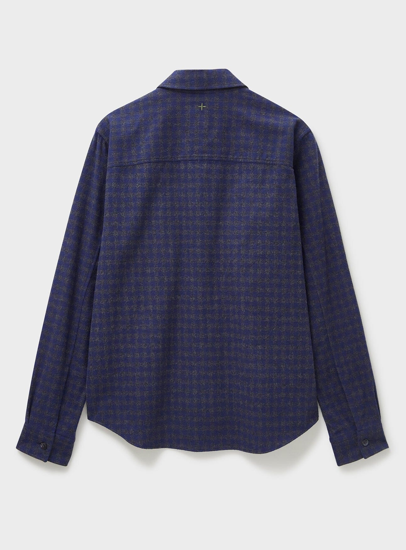 Chemise en flanelle italienne recyclée à double poche à carreaux marine et gris