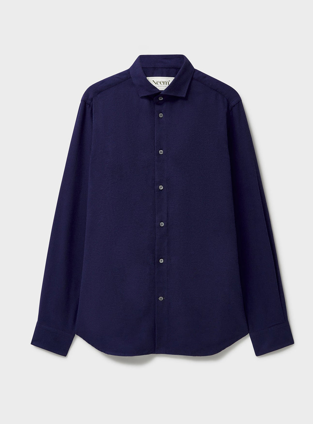 Chemise en flanelle italienne recyclée bleu marine à col cassé