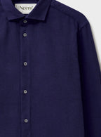 Chemise en flanelle italienne recyclée bleu marine à col cassé