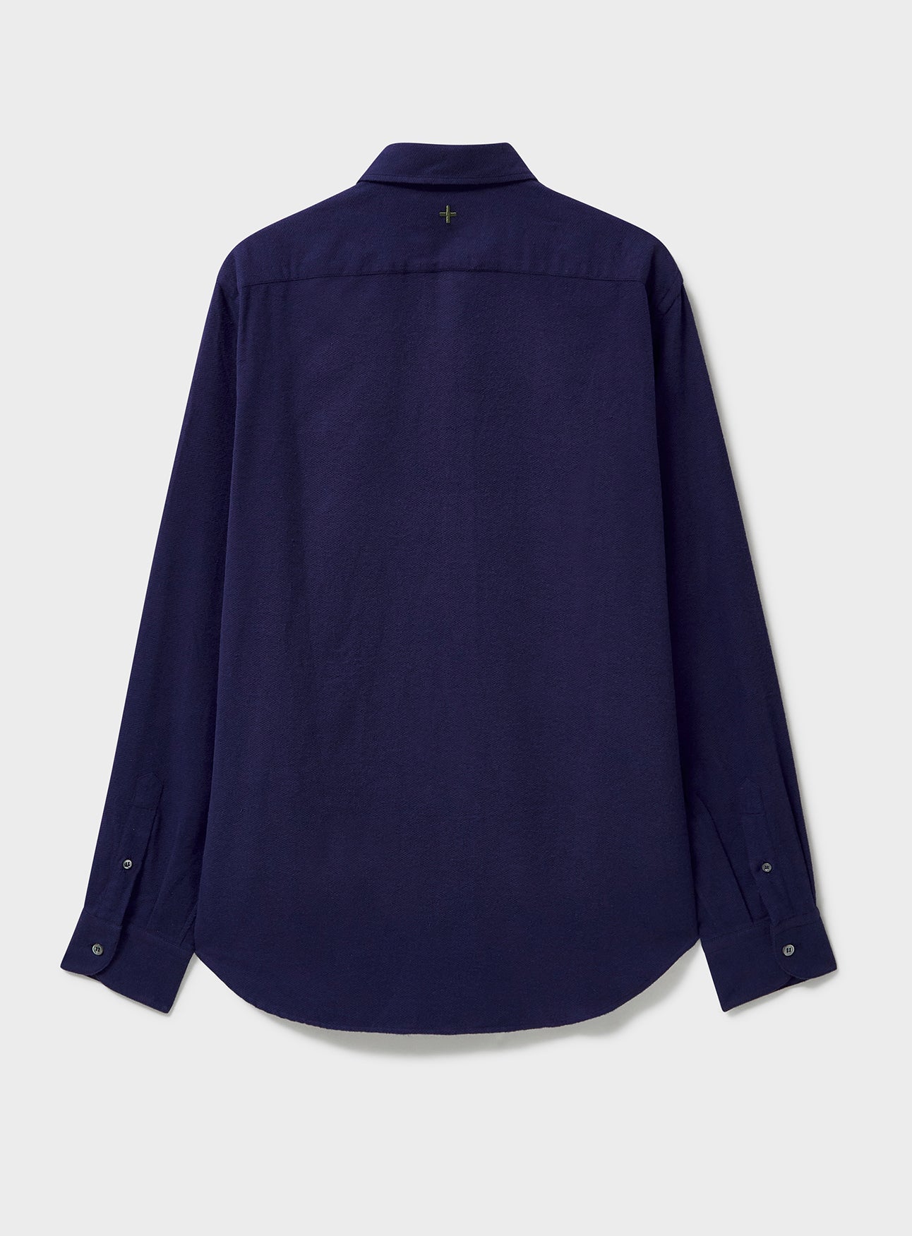 Chemise en flanelle italienne recyclée bleu marine à col cassé
