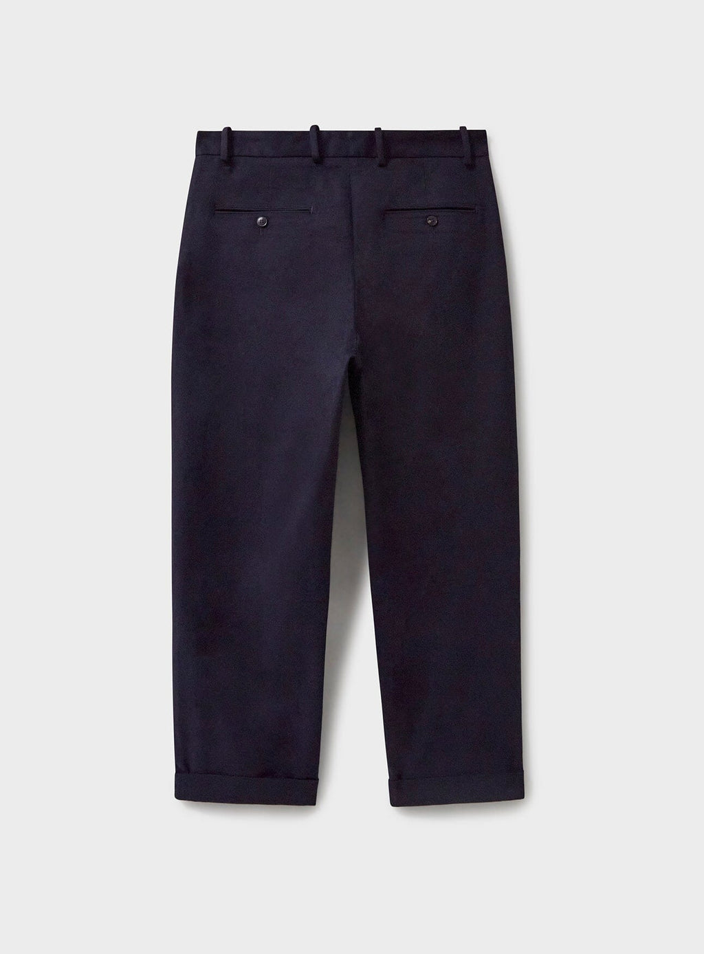 Pantalon plissé bleu marine en coton biologique extensible
