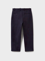 Pantalon plissé bleu marine en coton biologique extensible