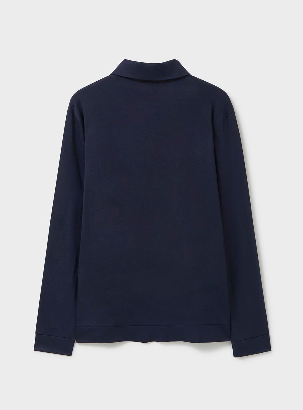 Polo à manches longues en jersey de laine mérinos bleu marine