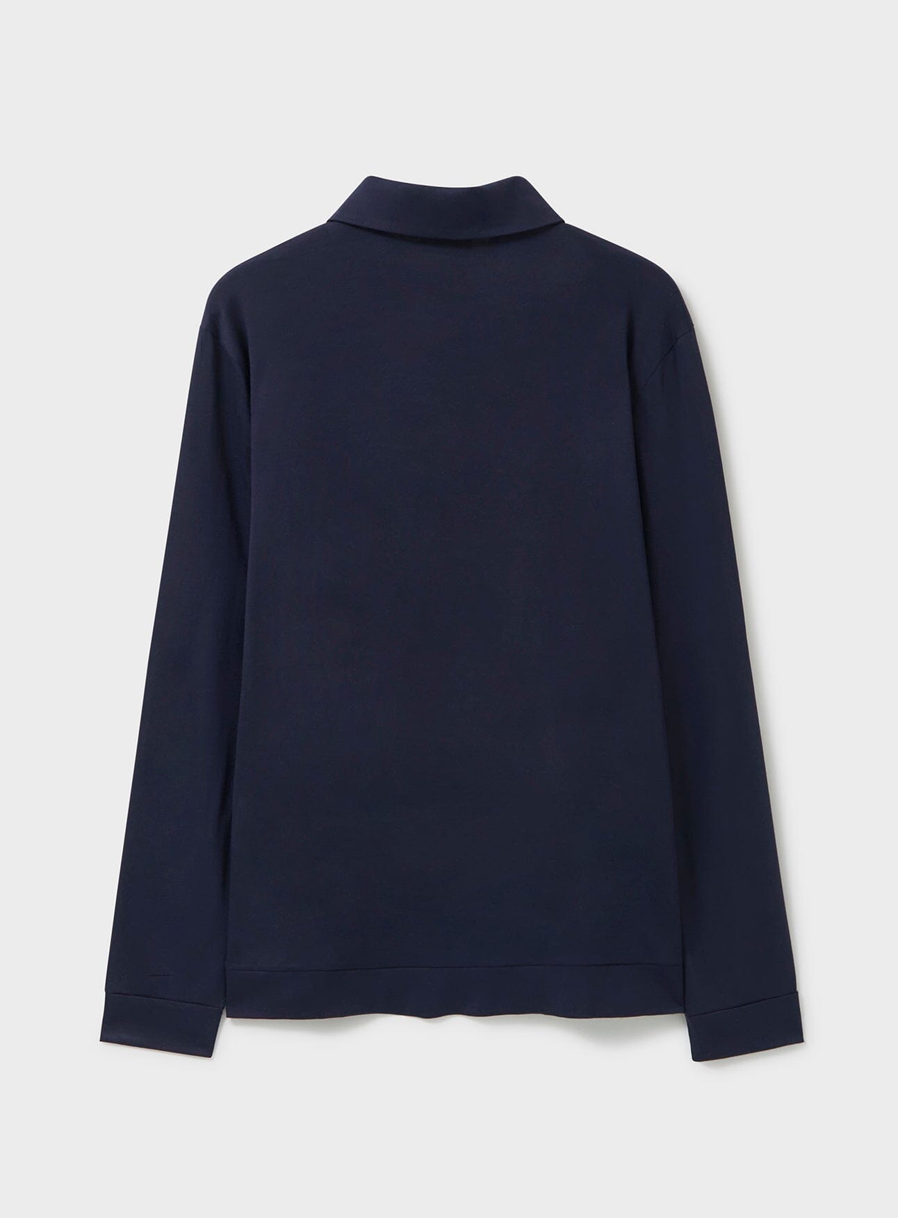 Polo à manches longues en jersey de laine mérinos bleu marine