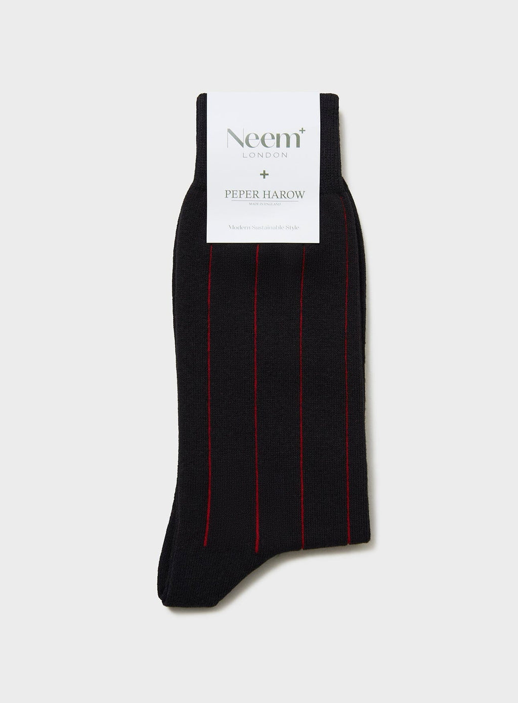 Chaussettes à rayures en coton recyclé noir et rouge