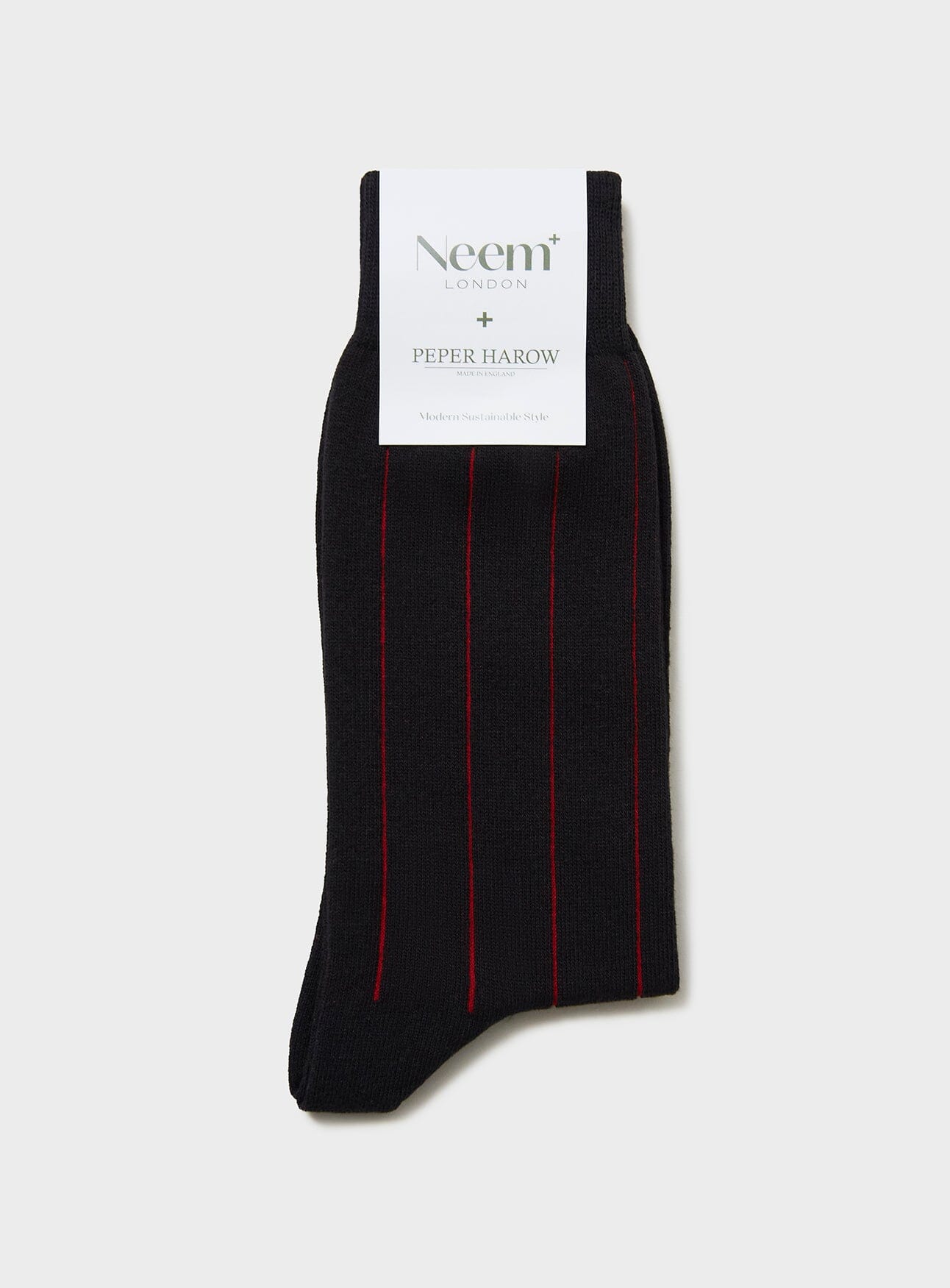 Chaussettes à rayures en coton recyclé noir et rouge