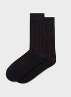 Chaussettes à rayures en coton recyclé noir et rouge