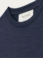 T-shirt en mérinos à rayures bleu marine