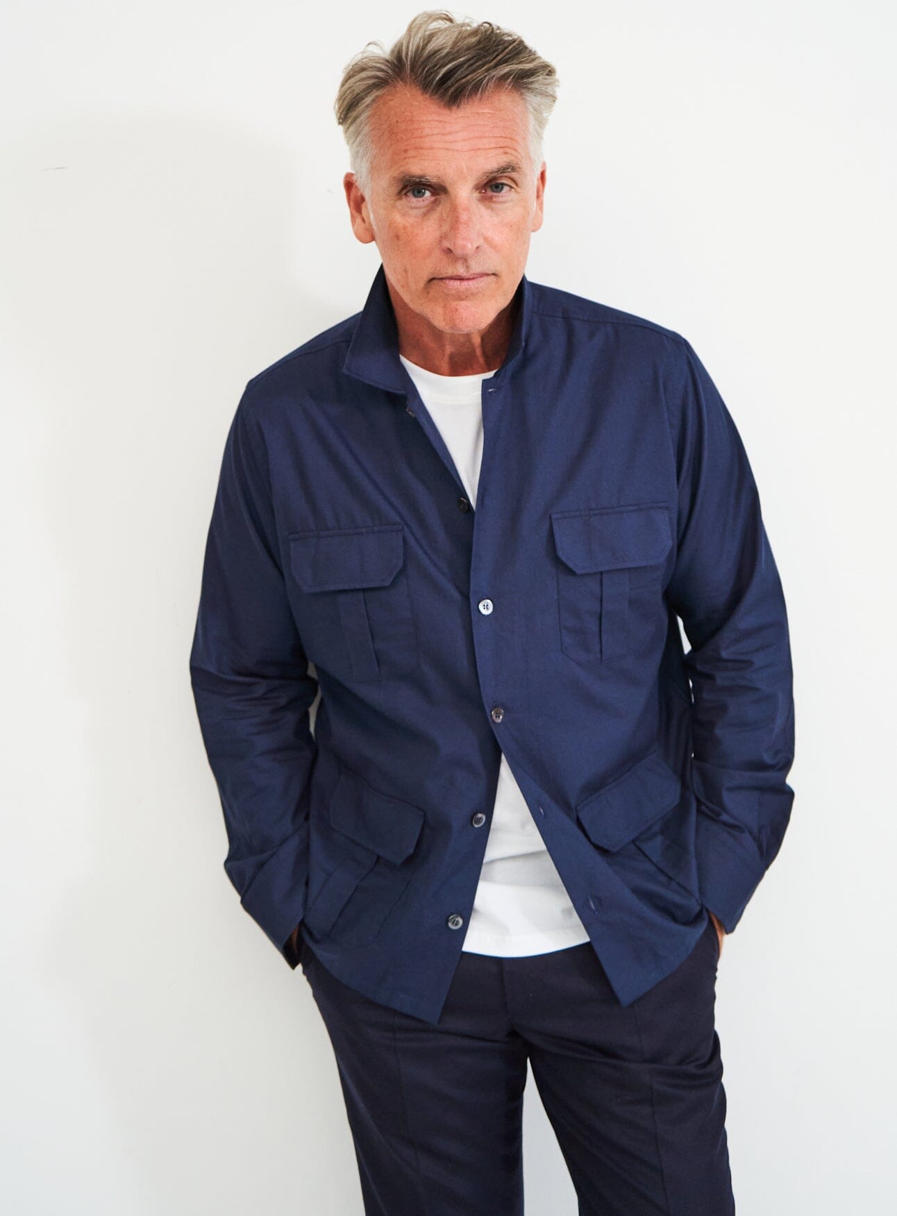 Surchemise bleu marine en coton régénératif