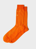 Chaussettes côtelées oranges en coton recyclé pour homme - Fabrication britannique