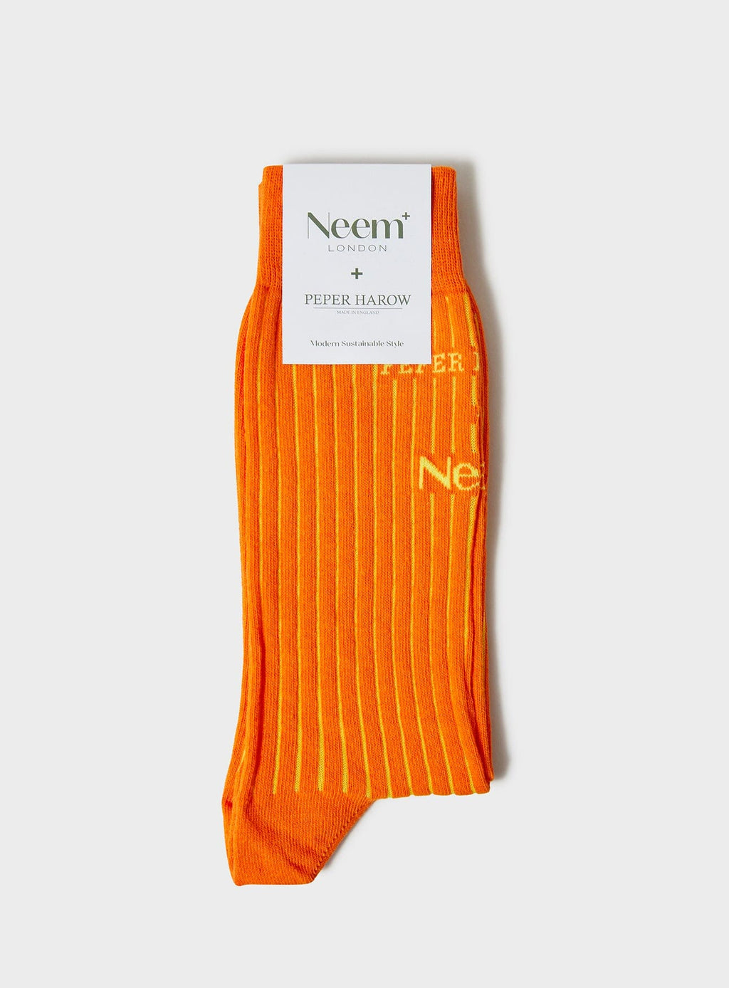 Chaussettes côtelées oranges en coton recyclé pour homme - Fabrication britannique