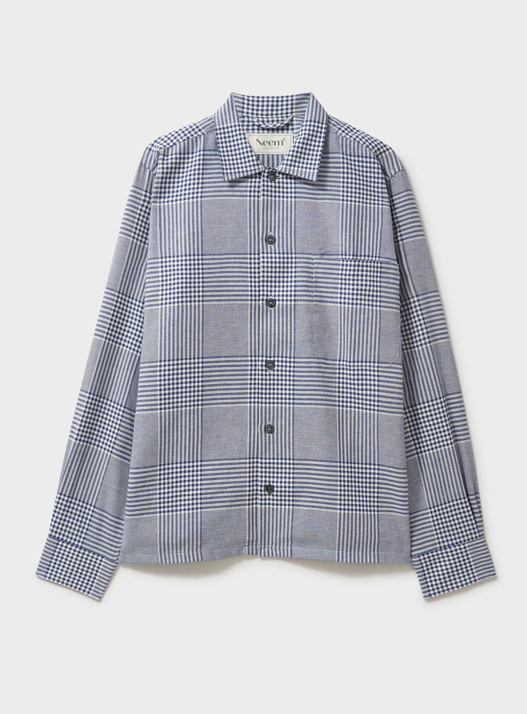 Surchemise Prince de Galles marine en coton 100 % recyclé