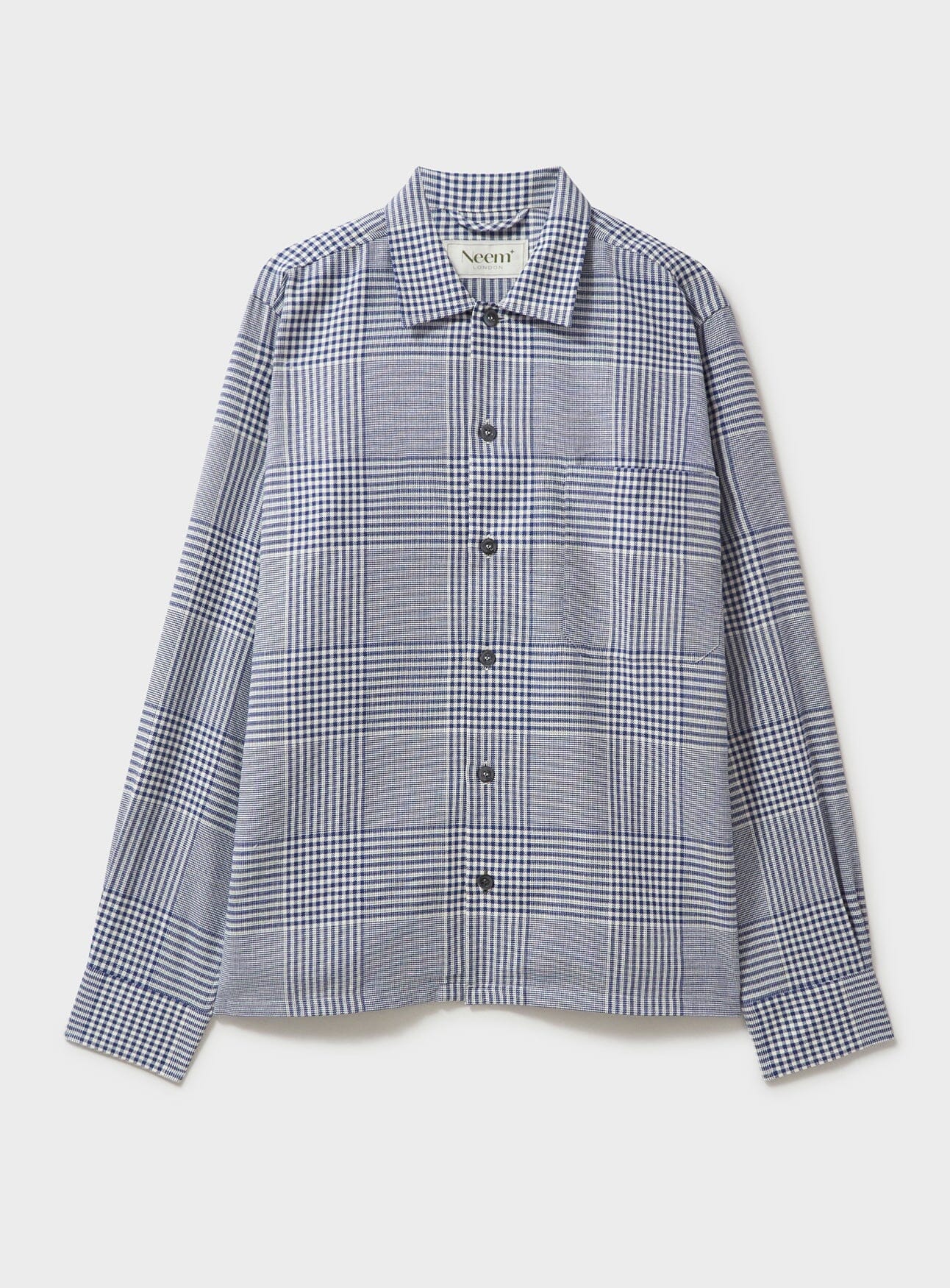 Surchemise Prince de Galles marine en coton 100 % recyclé