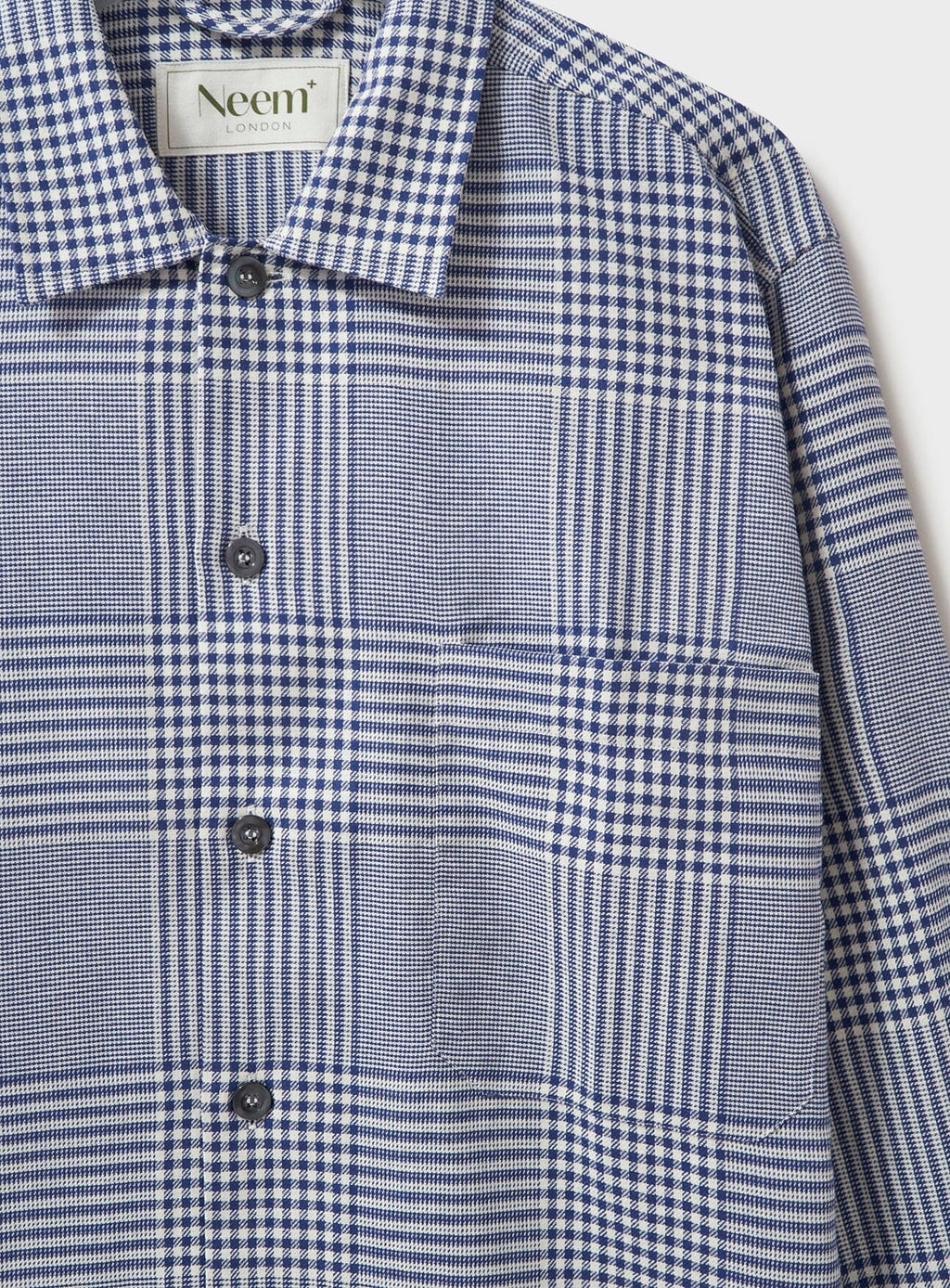 Surchemise Prince de Galles marine en coton 100 % recyclé