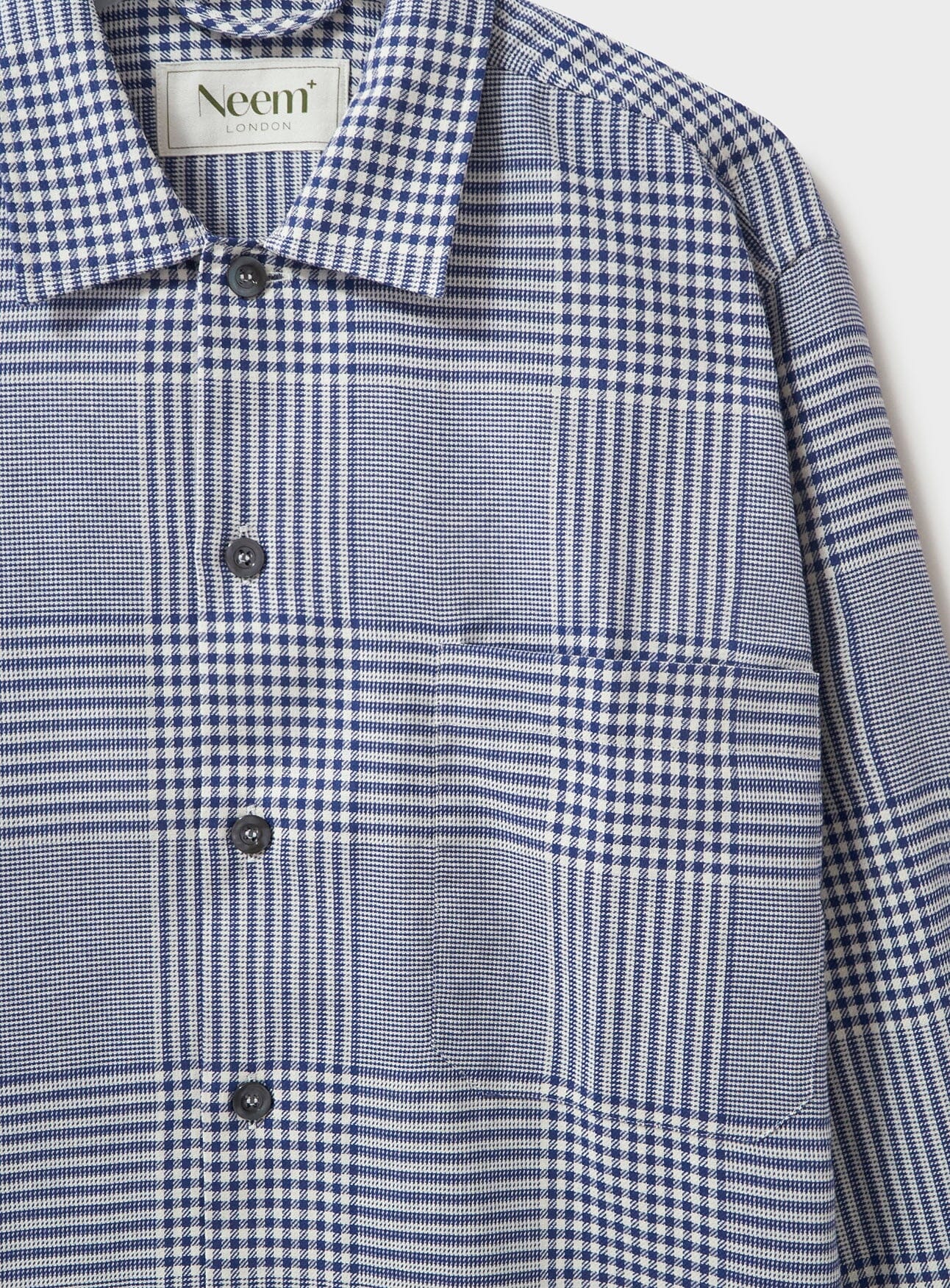 Surchemise Prince de Galles marine en coton 100 % recyclé