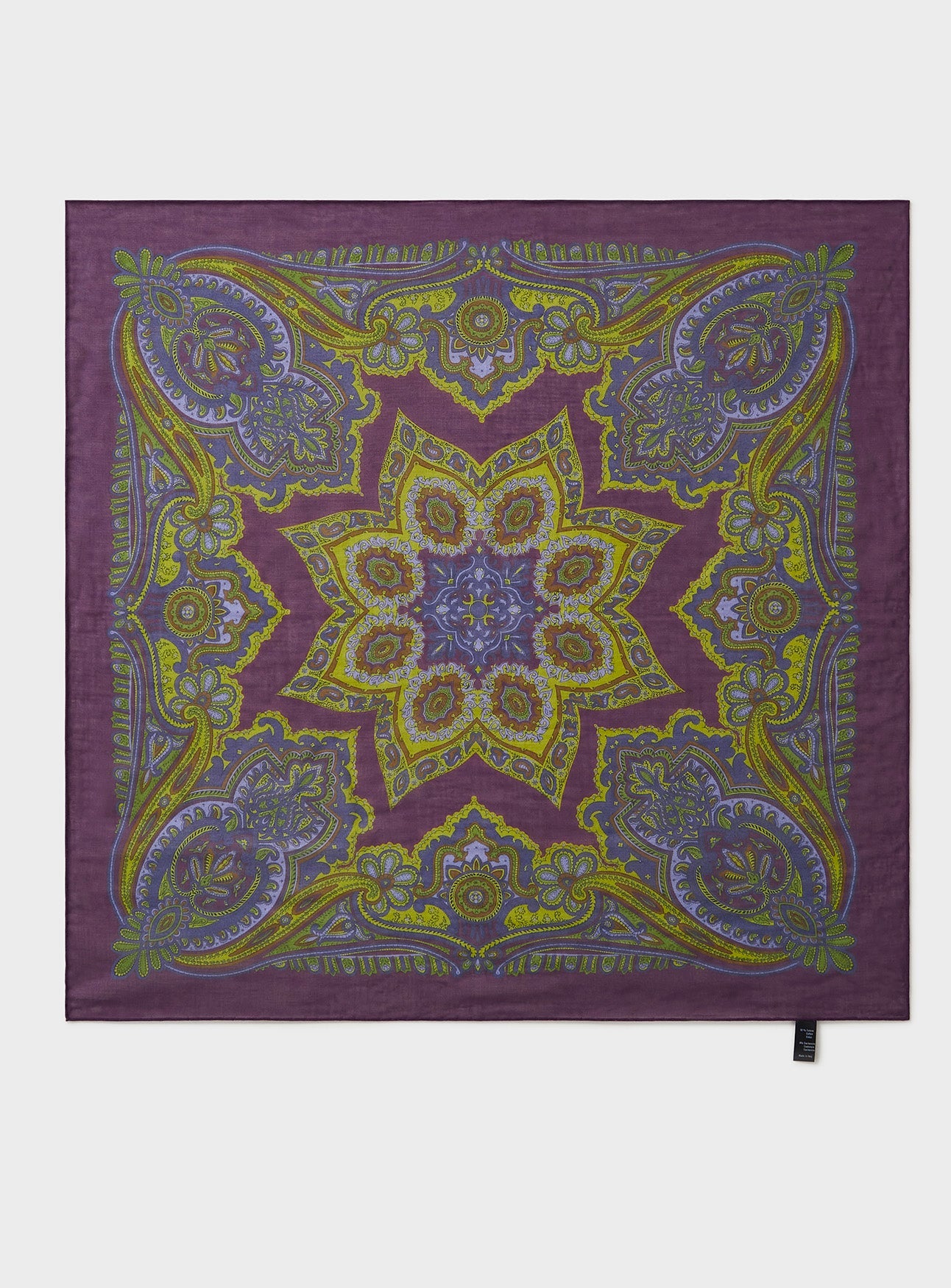 Écharpe de cou en Tencel italien bordeaux à motif cachemire