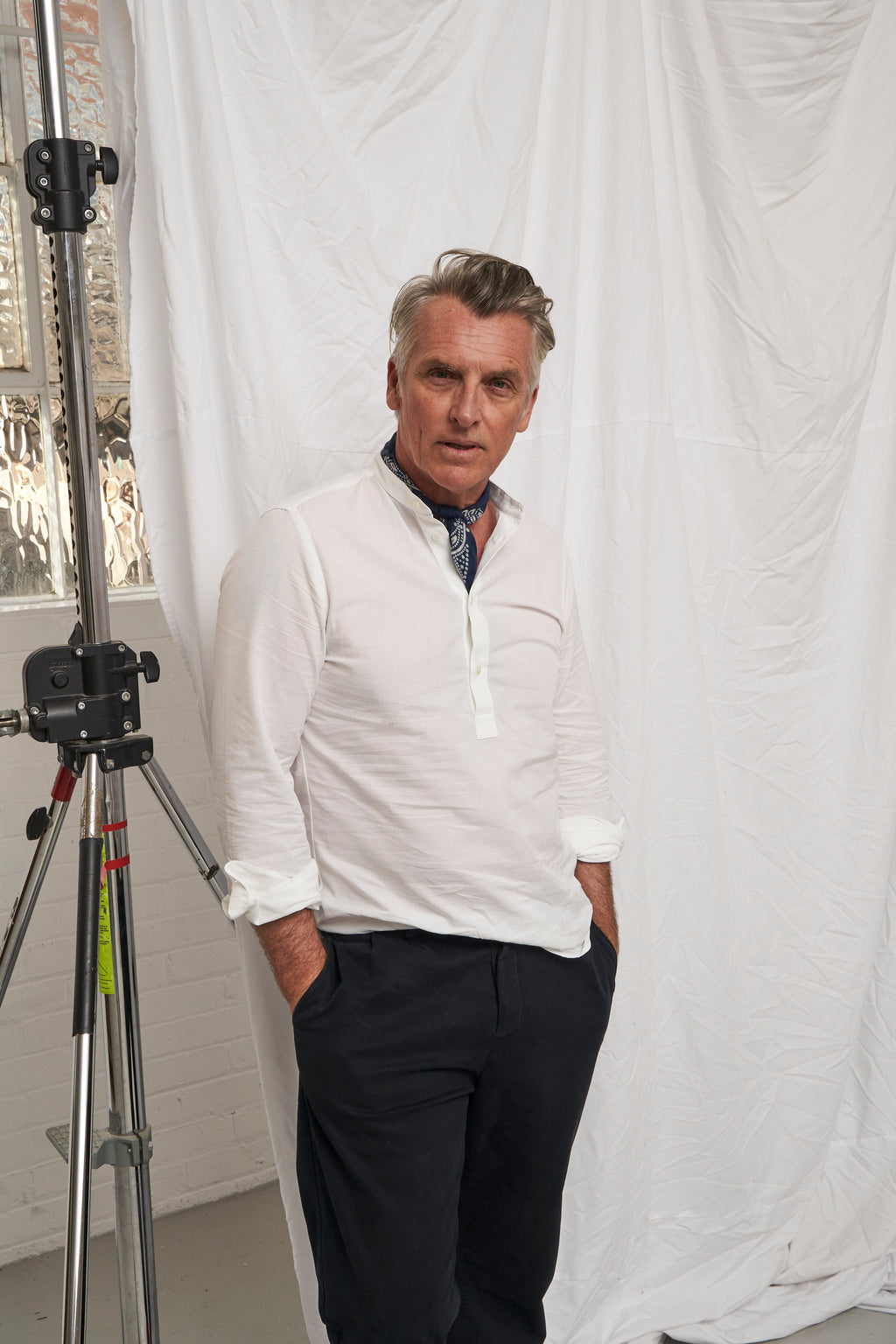 Chemise popover col Nehru blanche recyclée