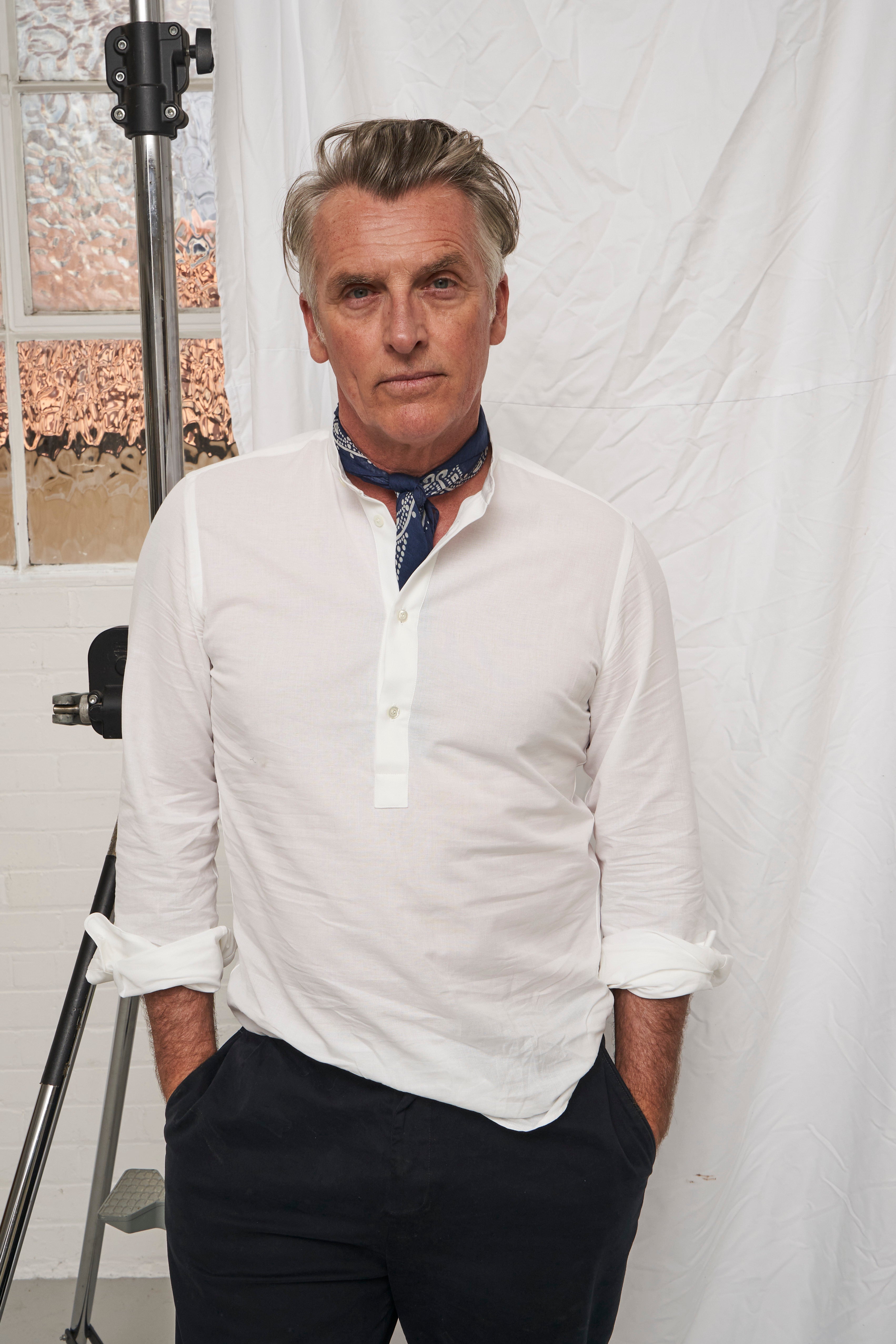 Chemise popover col Nehru blanche recyclée