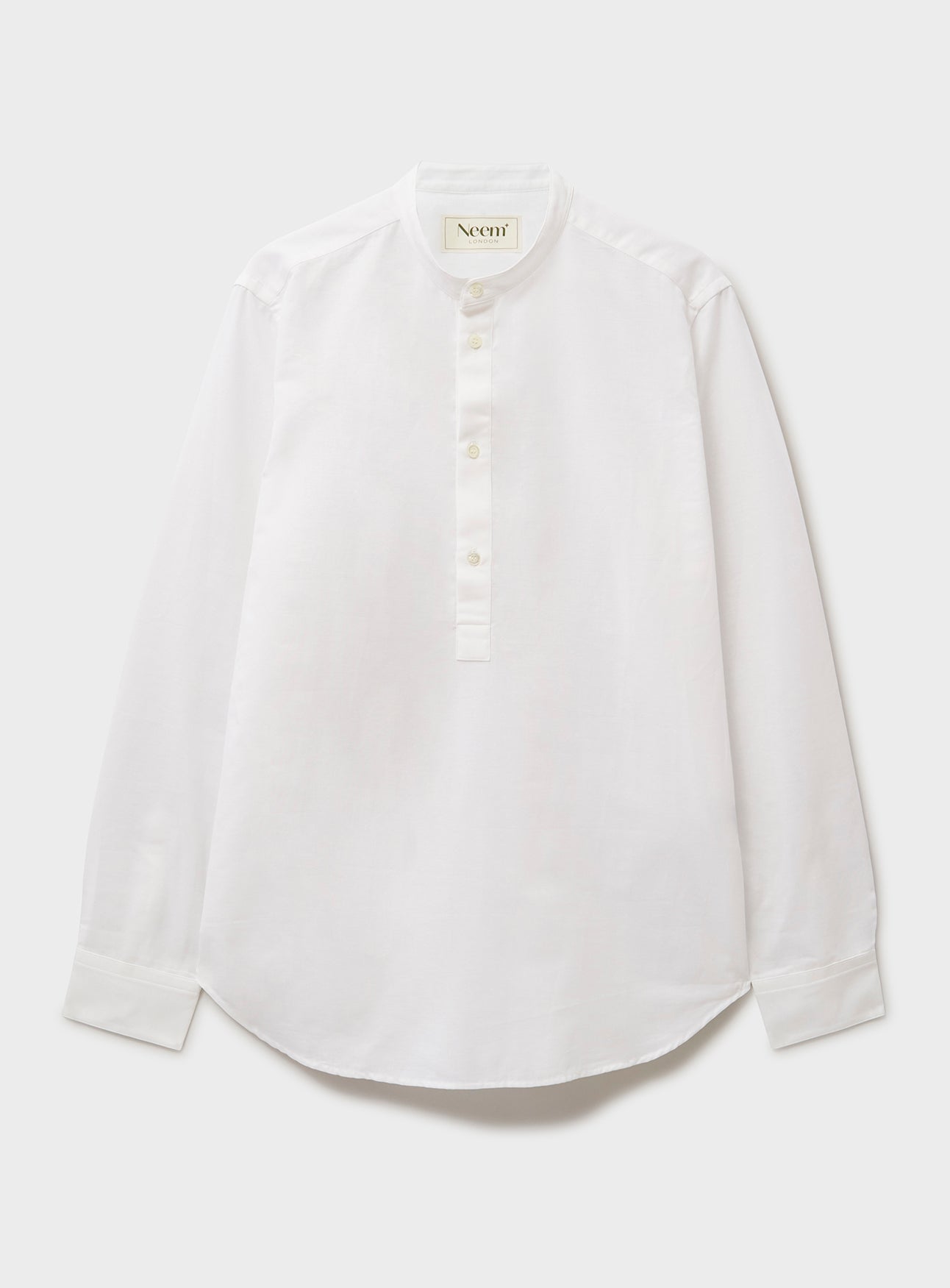 Chemise popover col Nehru blanche recyclée