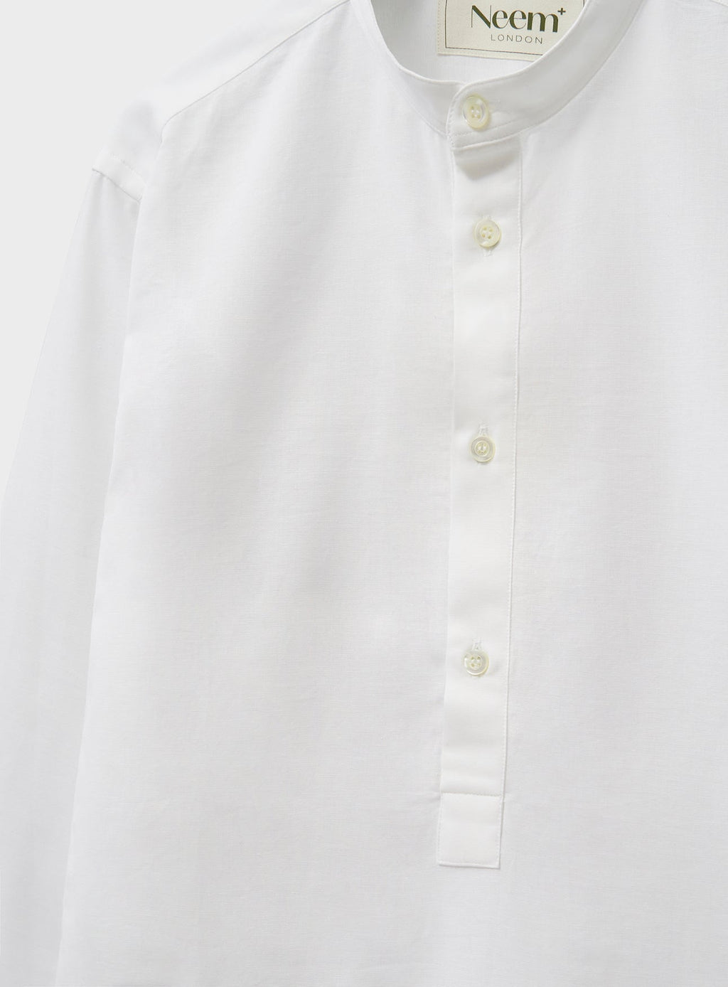 Chemise popover col Nehru blanche recyclée