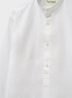 Chemise popover col Nehru blanche recyclée
