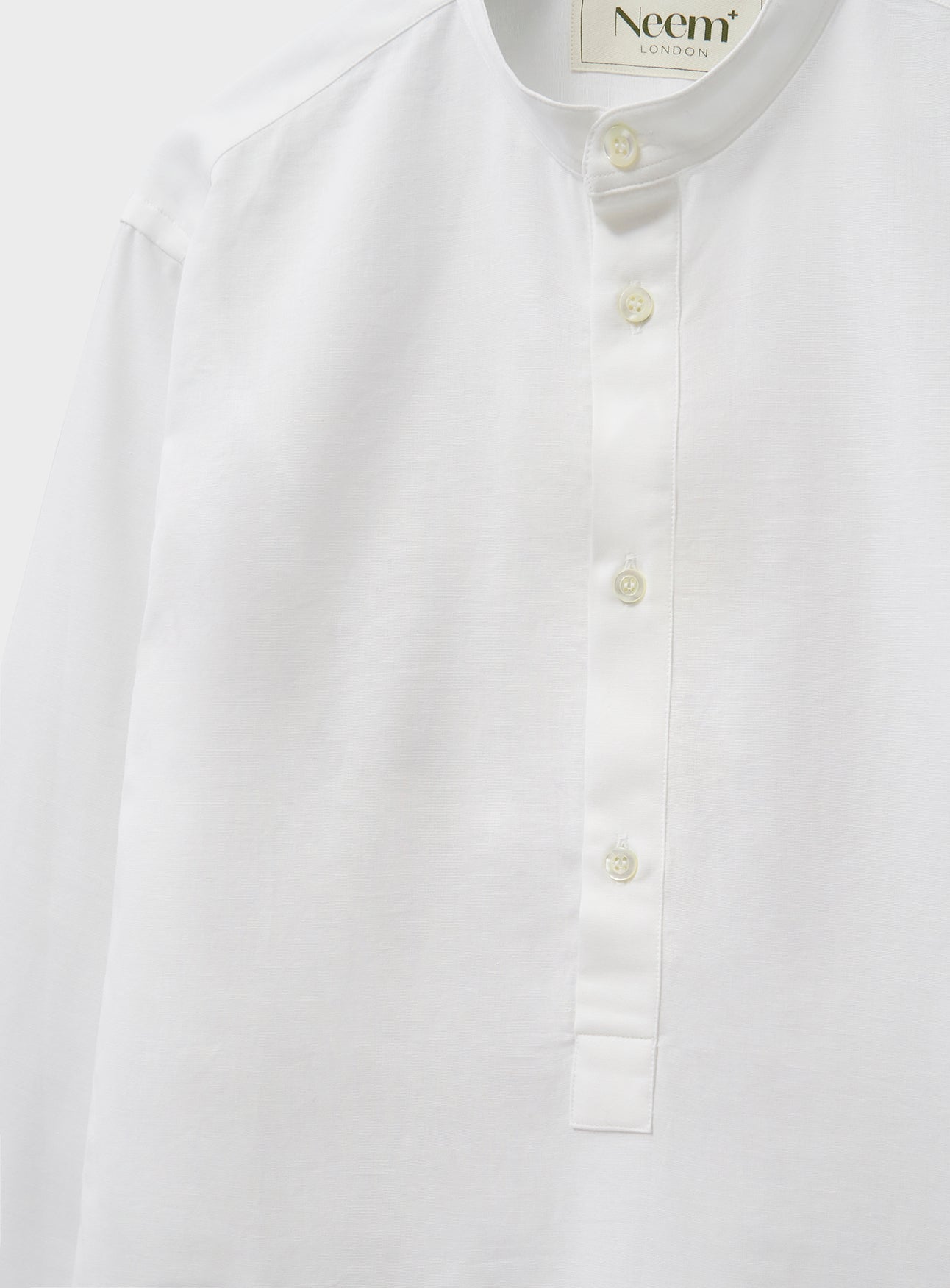 Chemise popover col Nehru blanche recyclée