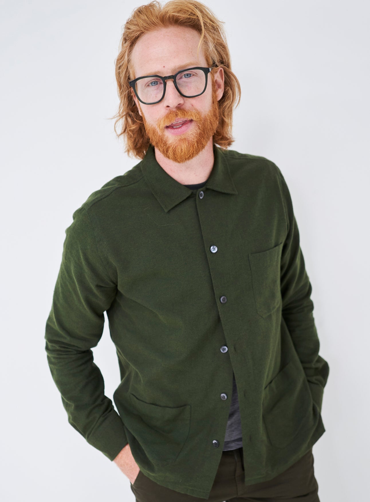 Surchemise en flanelle verte italienne recyclée