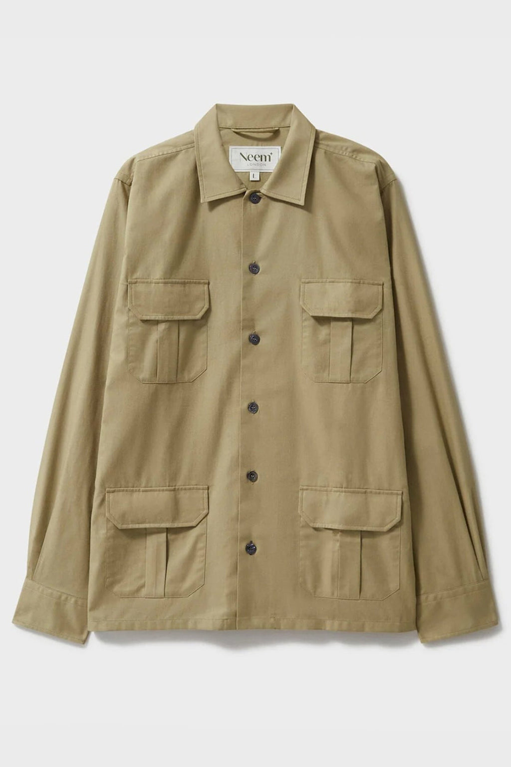 Surchemise kaki en sergé de coton régénératif