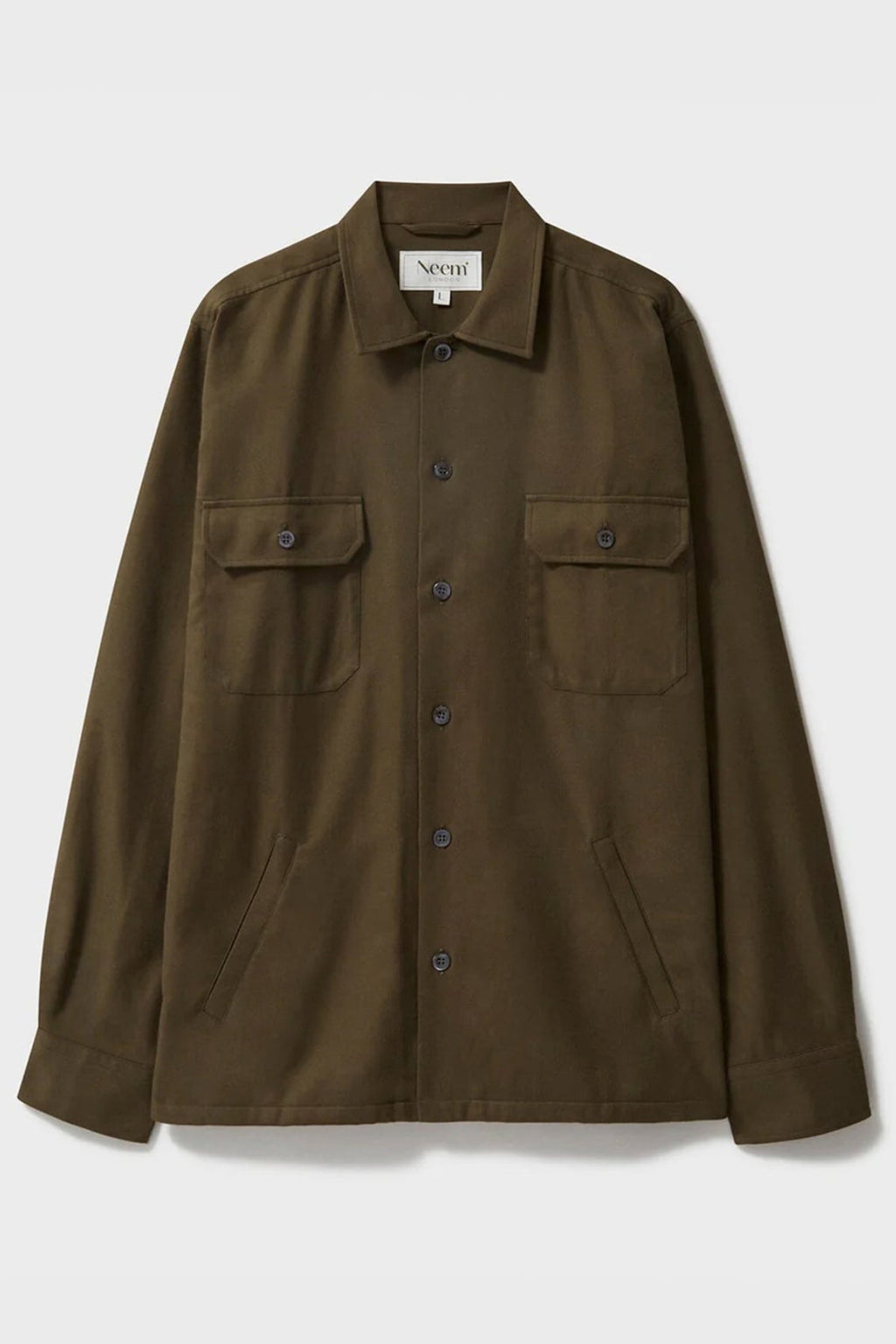 Surchemise en flanelle de coton régénératif de couleur mousse