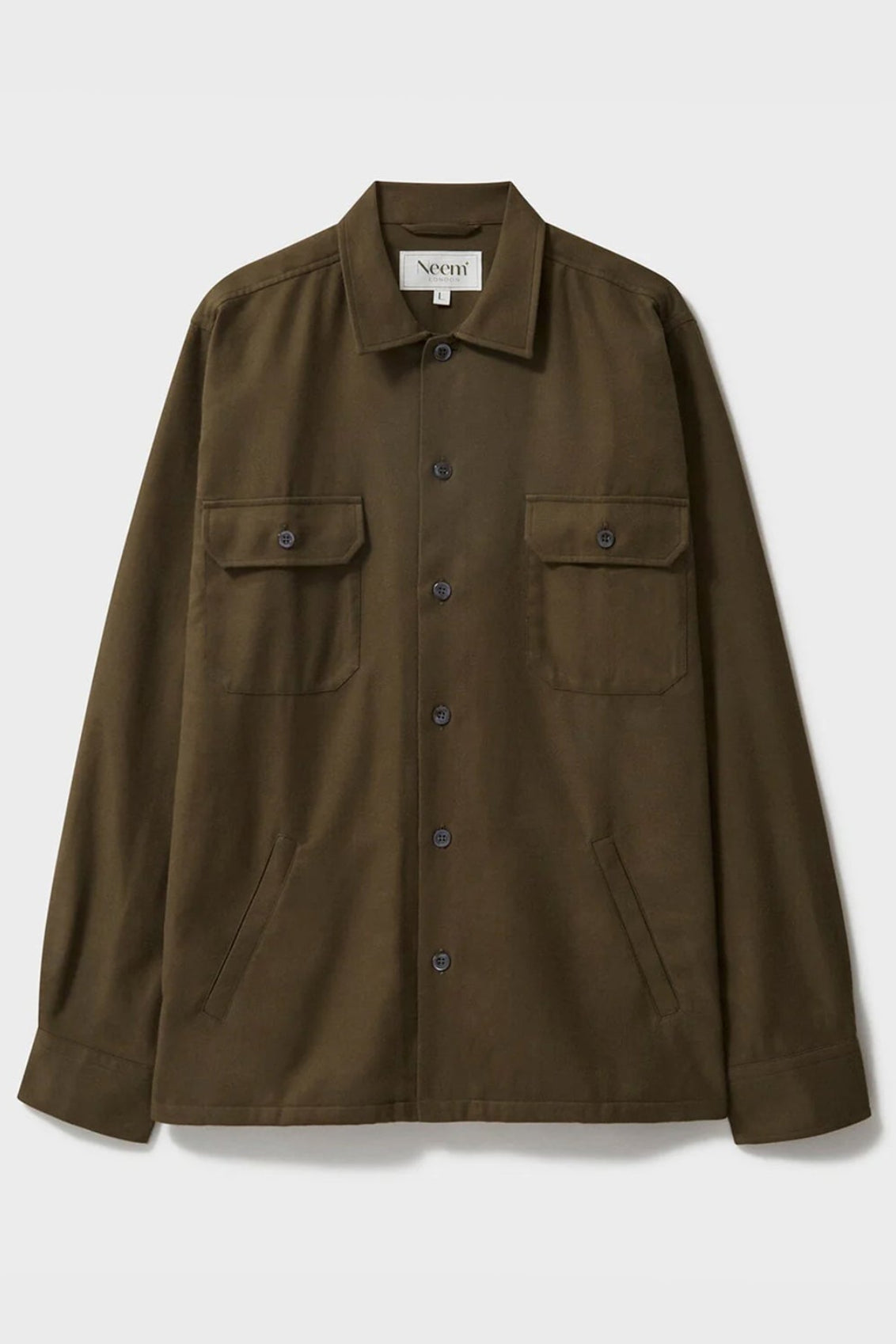 Surchemise en flanelle de coton régénératif de couleur mousse