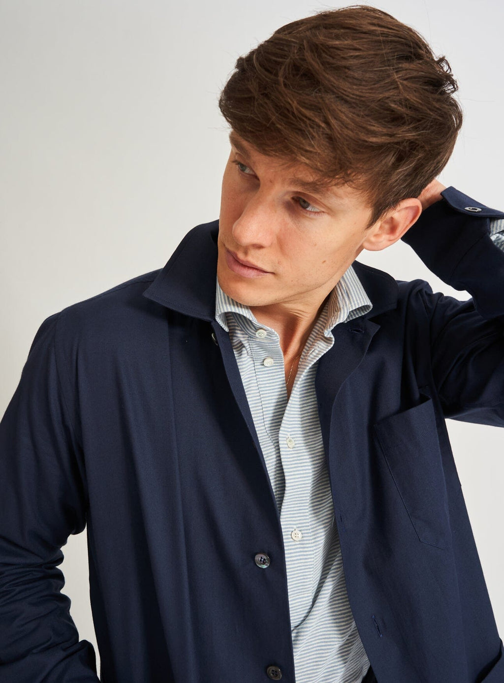 Surchemise marine en coton régénératif