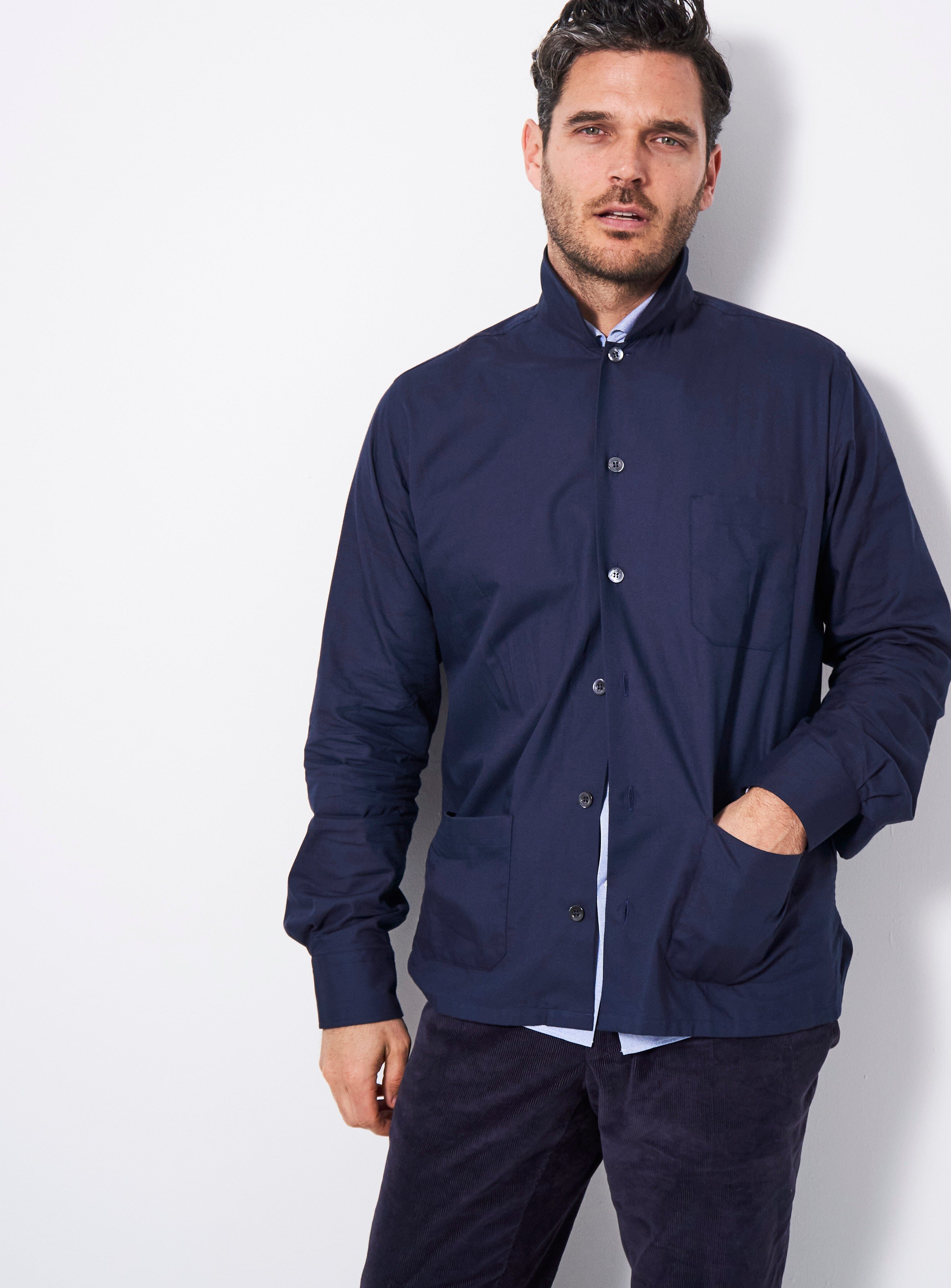 Surchemise marine en coton régénératif