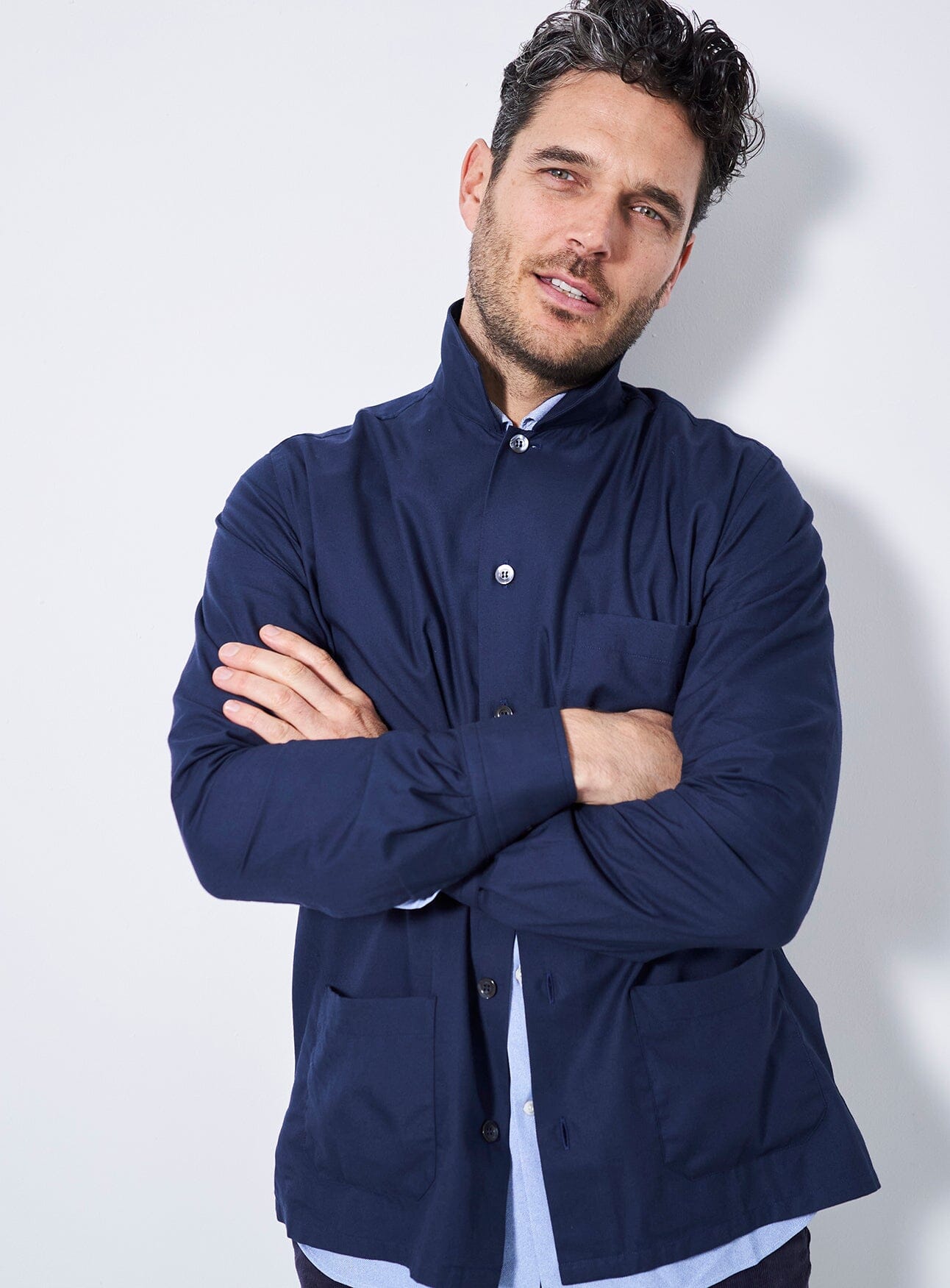 Surchemise marine en coton régénératif