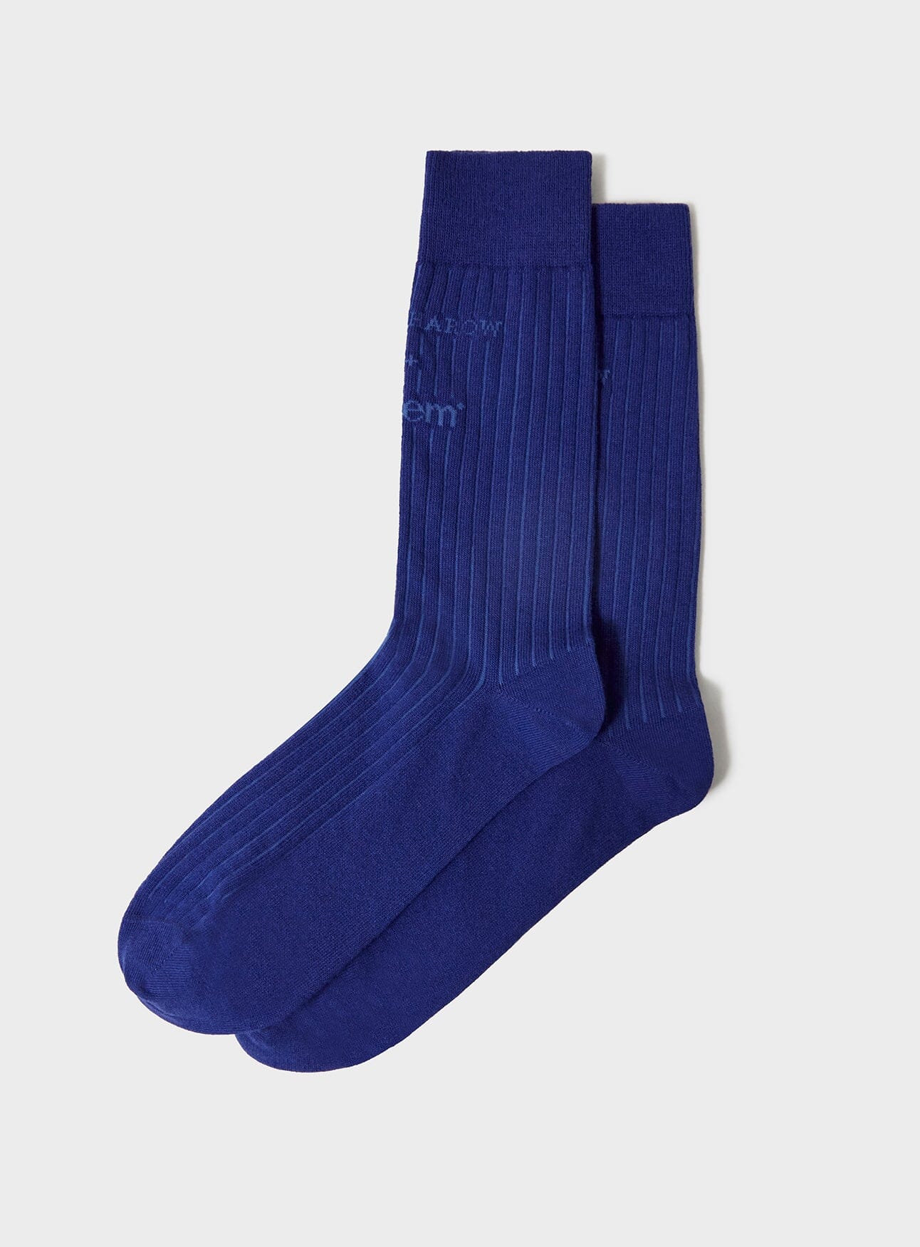 Chaussettes bleues côtelées en coton recyclé pour homme, fabrication britannique