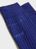 Chaussettes bleues côtelées en coton recyclé pour homme, fabrication britannique