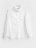 Chemise popover moderne en oxford blanc italien recyclé à col boutonné