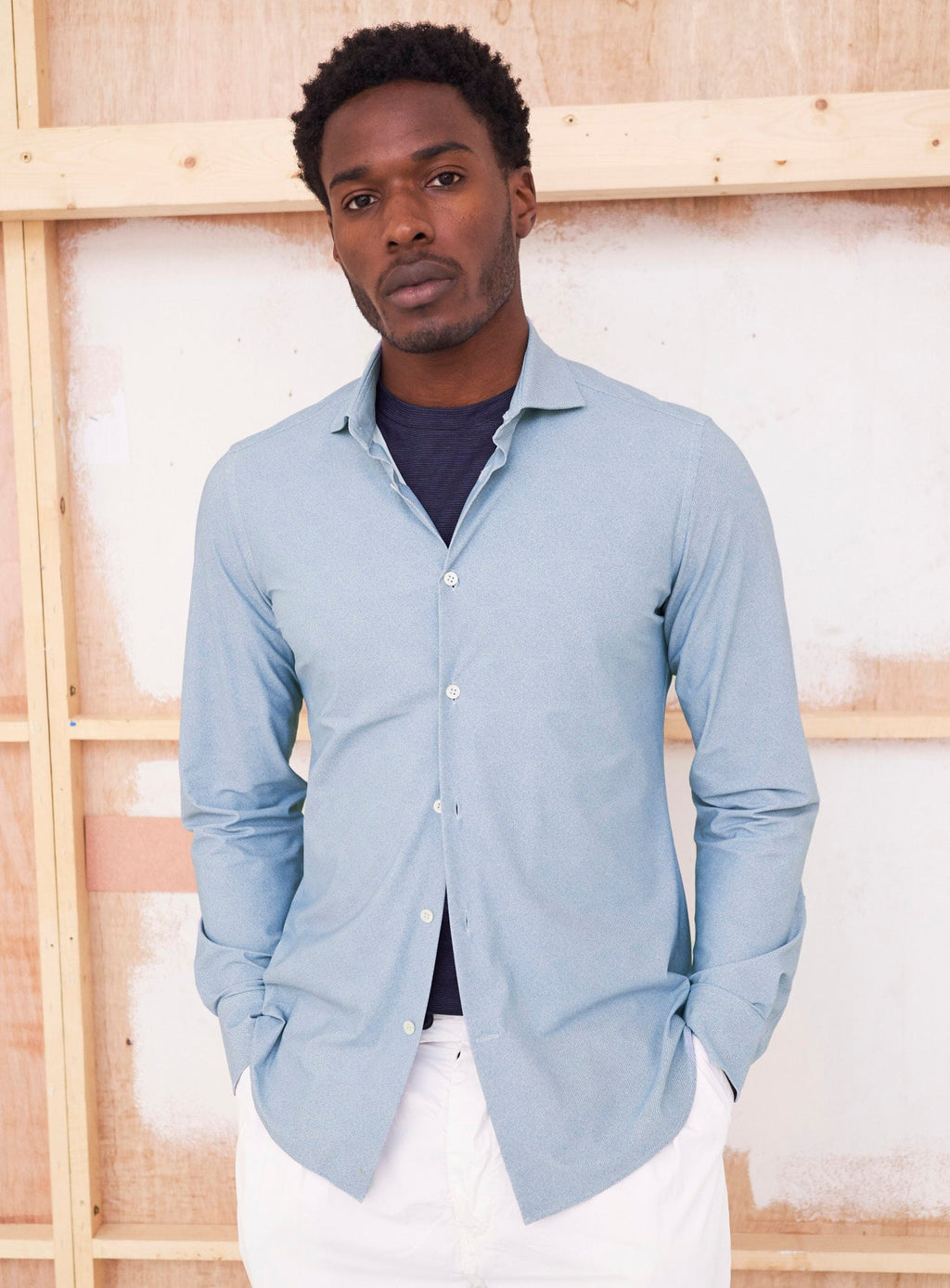 Chemise Confort Imprimée en Twill de Ciel Italien Recyclé