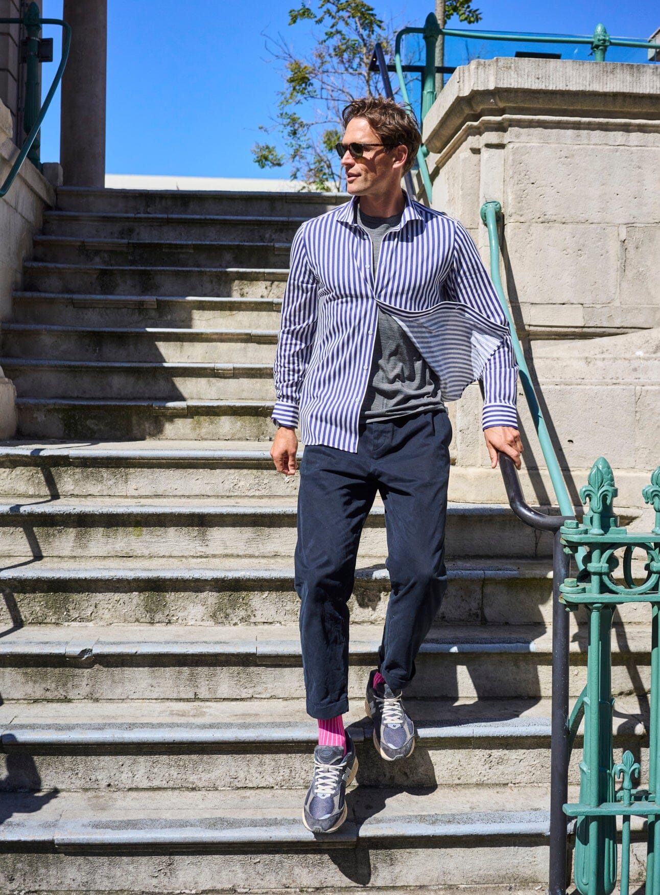Chemise col cassé rayée moderne recyclée