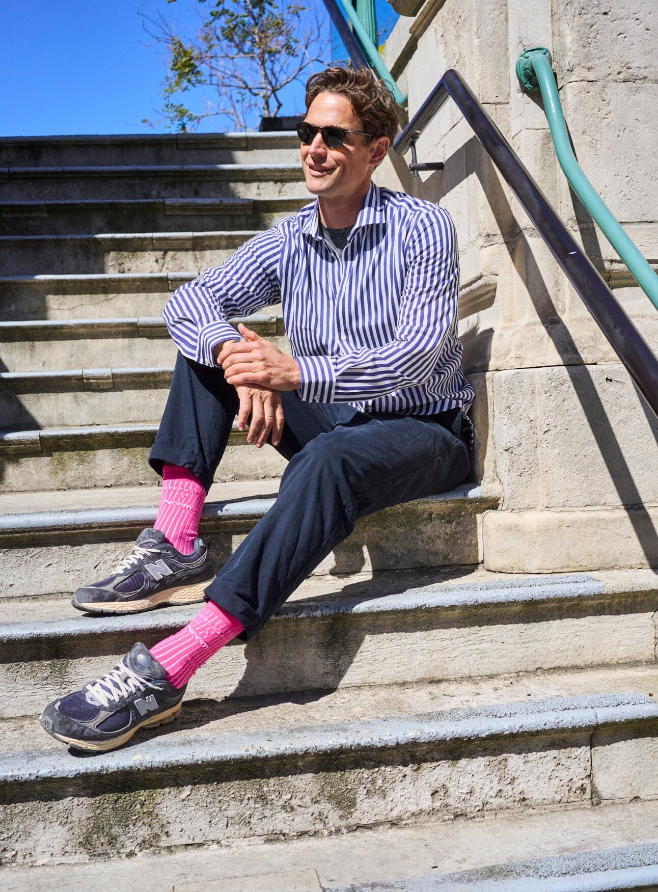Chaussettes pour homme en coton côtelé recyclé rose vif