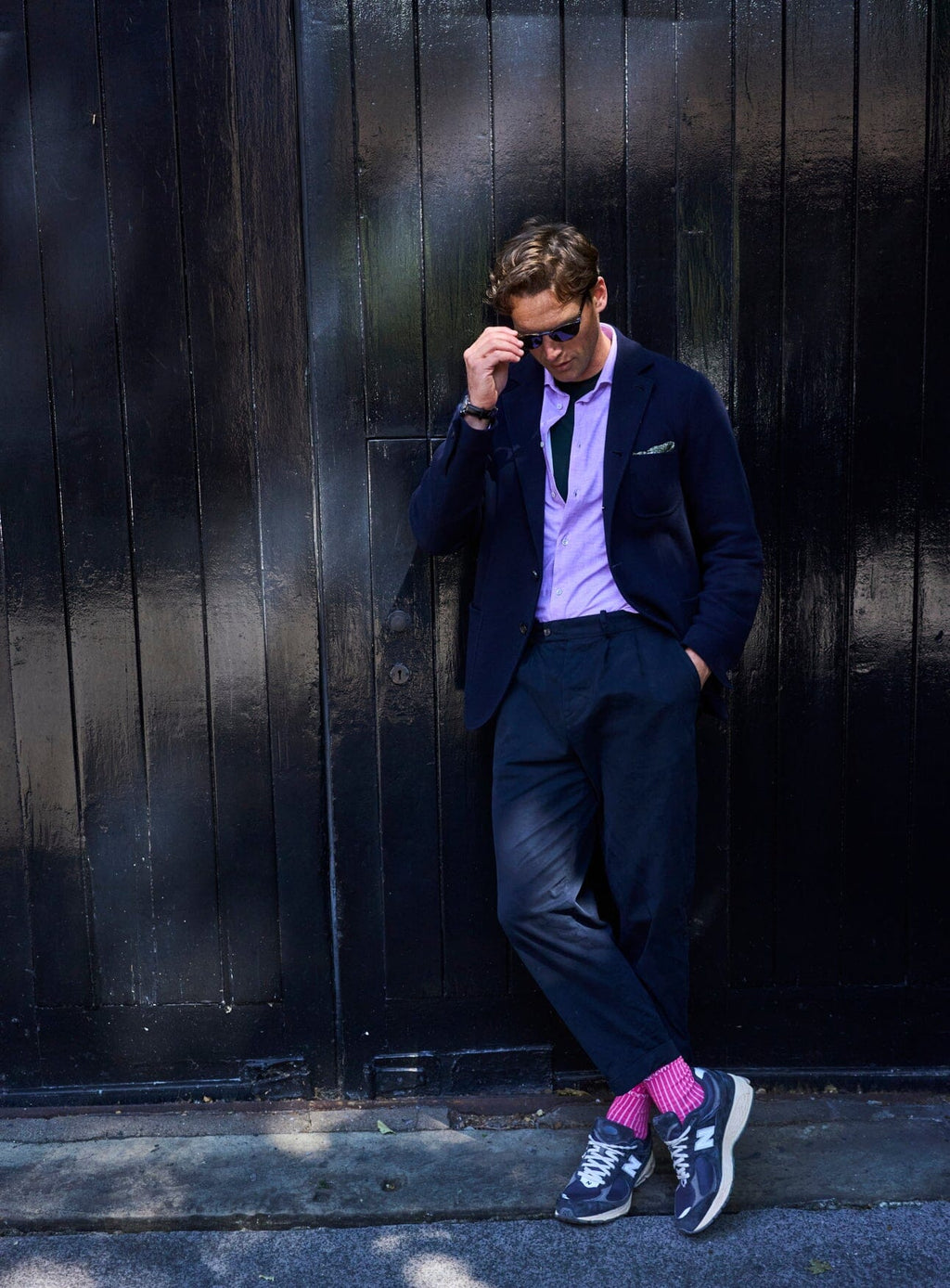 Chaussettes pour homme en coton côtelé recyclé rose vif