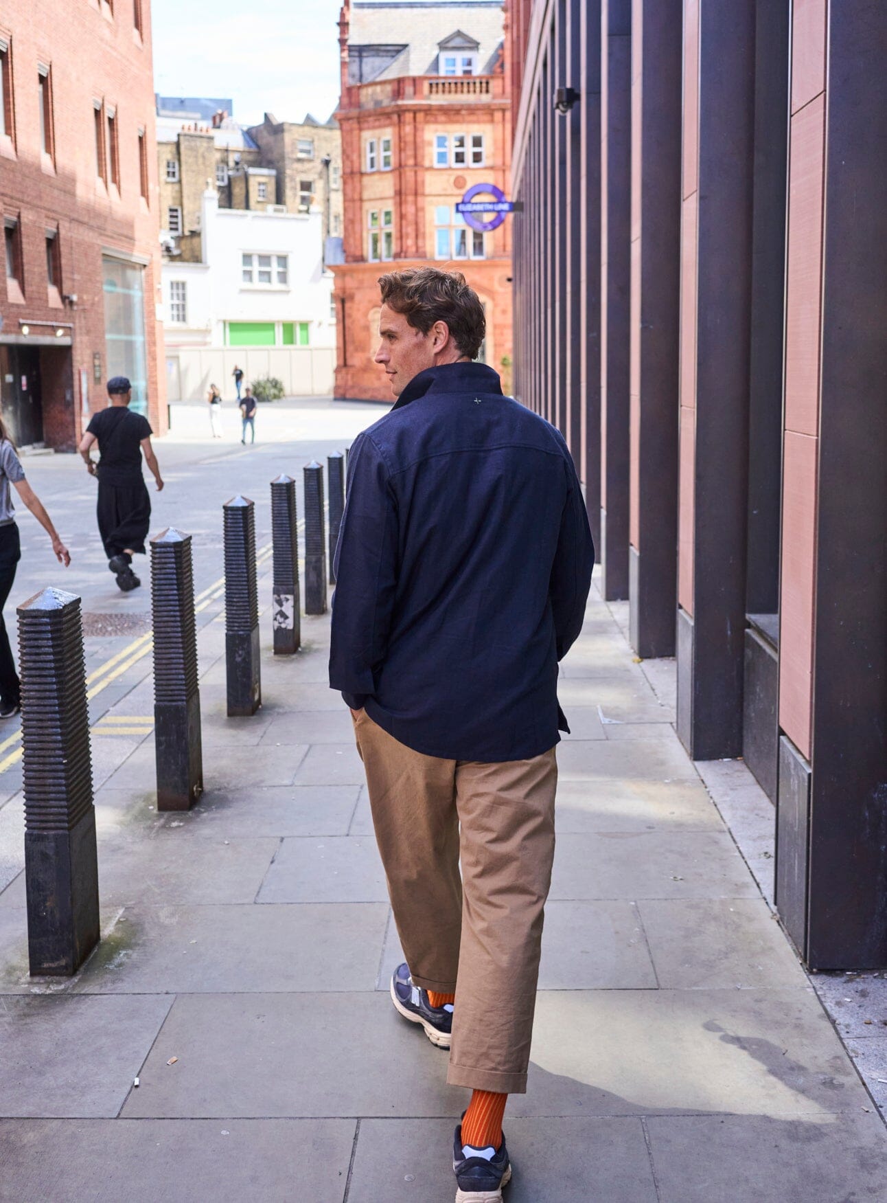 Chaussettes côtelées oranges en coton recyclé pour homme - Fabrication britannique