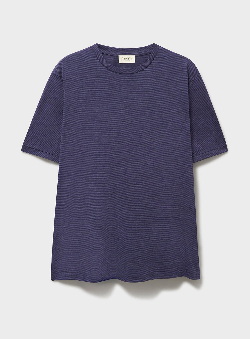 T-shirt en jersey de laine mérinos à rayures ciel