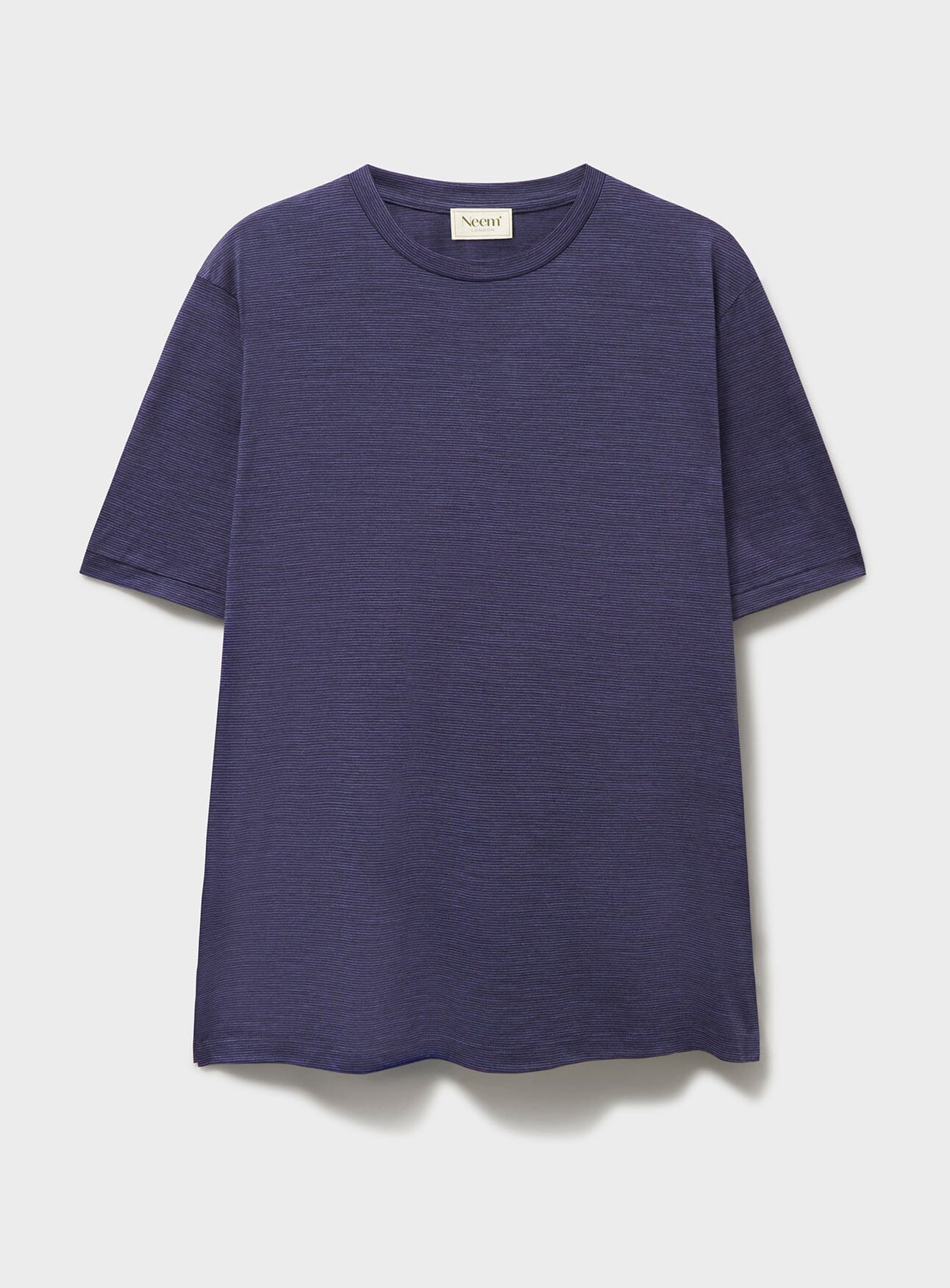 T-shirt en jersey de laine mérinos à rayures ciel