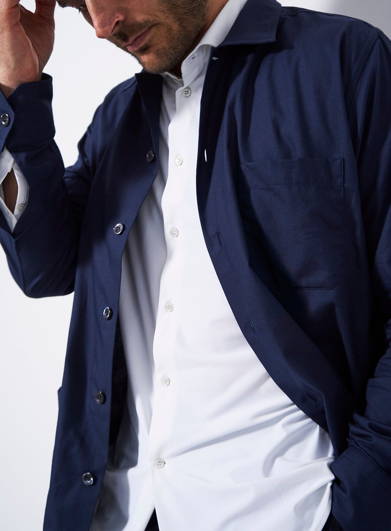 Surchemise marine en coton régénératif