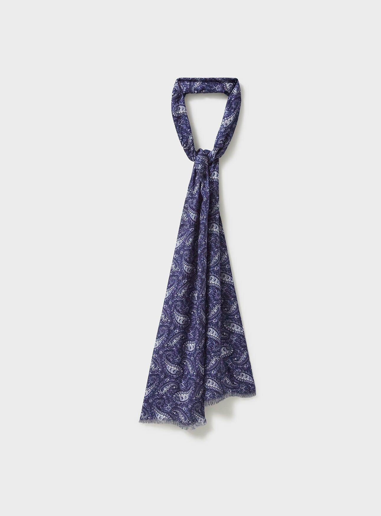 Foulard italien en Tencel bleu à motif cachemire