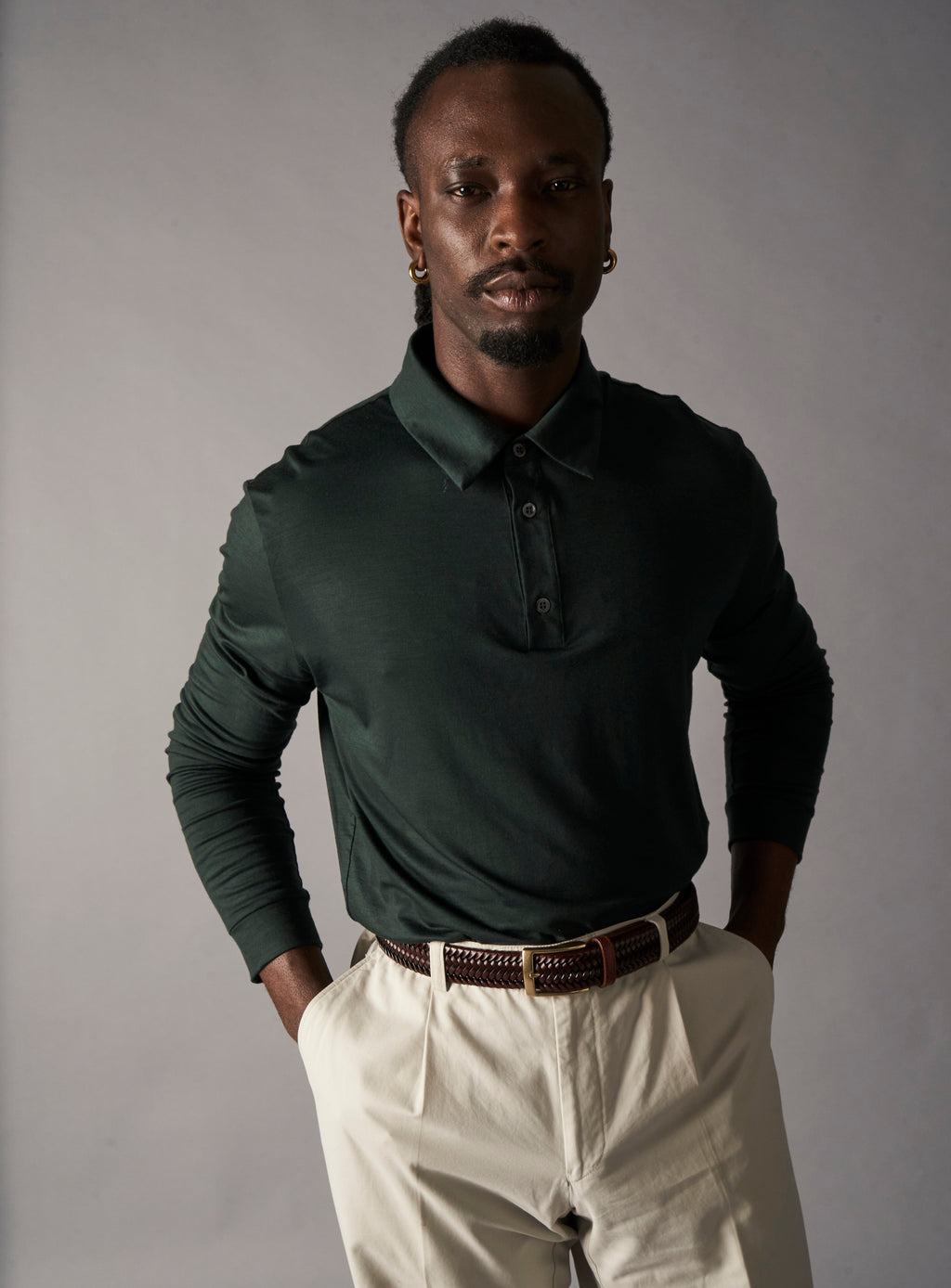Polo Mérinos Vert Foncé Extensible