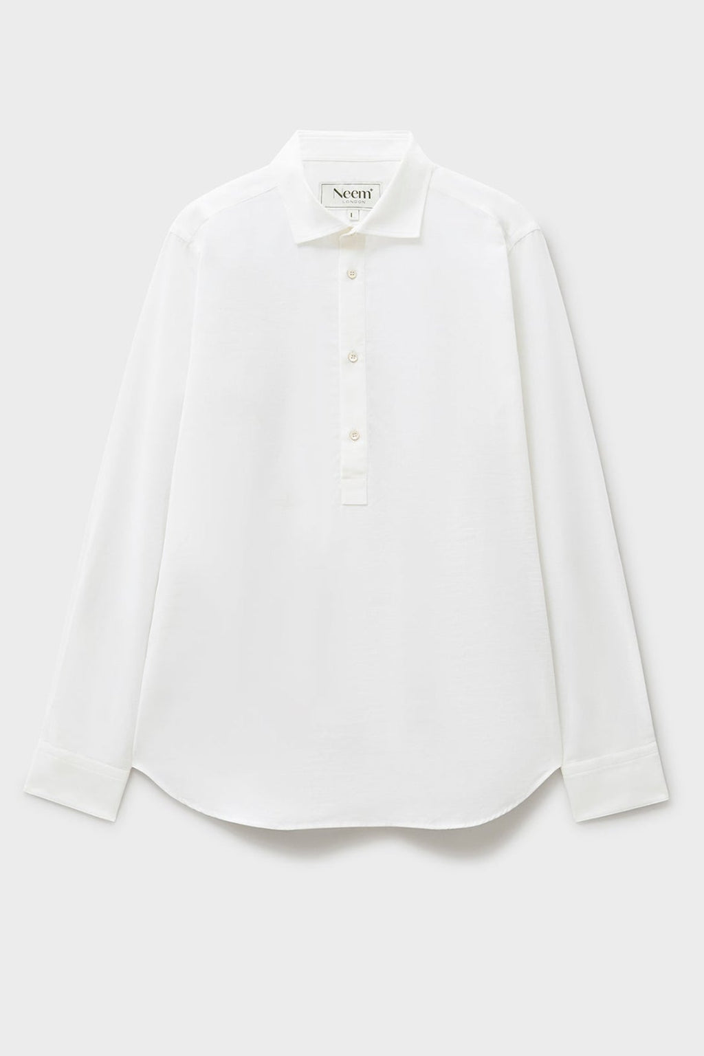 Chemise popover italienne recyclée à col cassé blanc