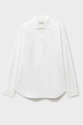 Chemise popover italienne recyclée à col cassé blanc