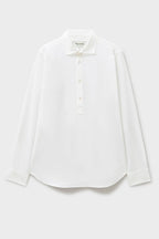 Chemise popover italienne recyclée à col cassé blanc