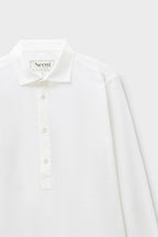 Chemise popover italienne recyclée à col cassé blanc